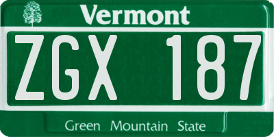 VT license plate ZGX187