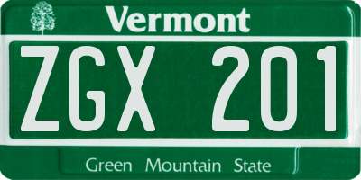 VT license plate ZGX201