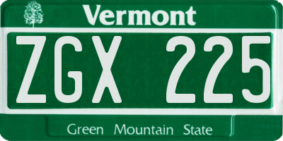 VT license plate ZGX225