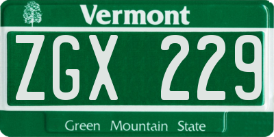 VT license plate ZGX229