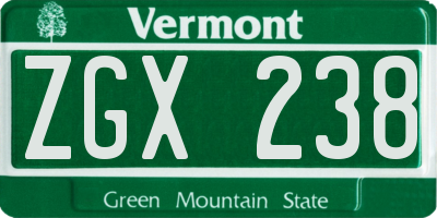 VT license plate ZGX238