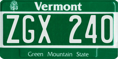 VT license plate ZGX240