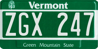 VT license plate ZGX247