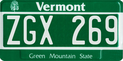 VT license plate ZGX269