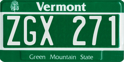 VT license plate ZGX271