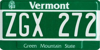 VT license plate ZGX272