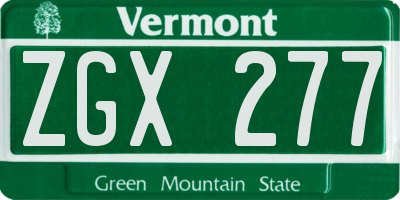 VT license plate ZGX277