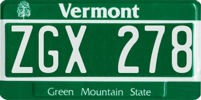 VT license plate ZGX278