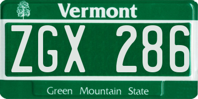 VT license plate ZGX286