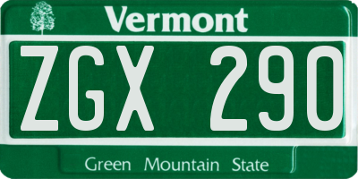 VT license plate ZGX290