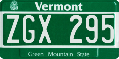 VT license plate ZGX295