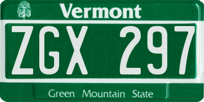 VT license plate ZGX297