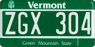 VT license plate ZGX304