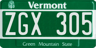 VT license plate ZGX305