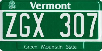 VT license plate ZGX307
