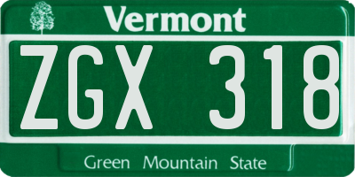 VT license plate ZGX318