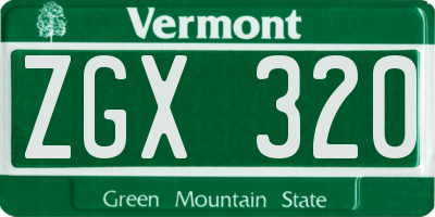 VT license plate ZGX320