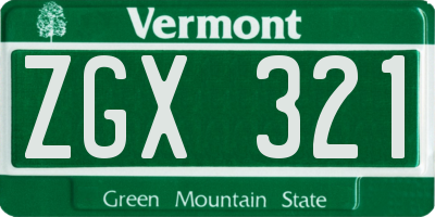 VT license plate ZGX321