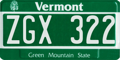 VT license plate ZGX322