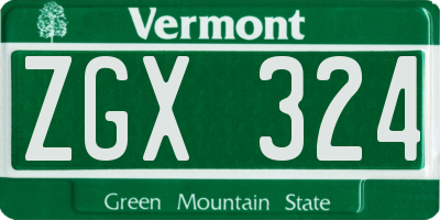 VT license plate ZGX324