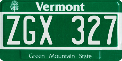 VT license plate ZGX327