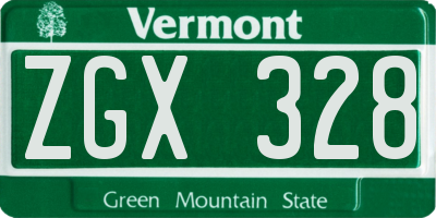 VT license plate ZGX328