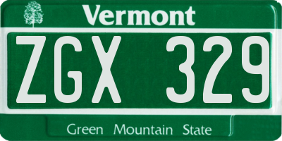 VT license plate ZGX329