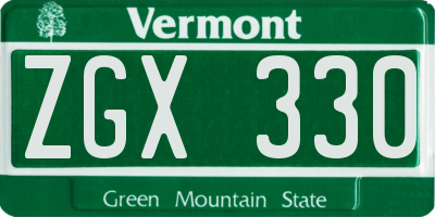 VT license plate ZGX330