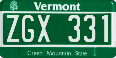 VT license plate ZGX331