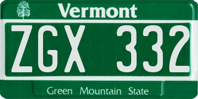 VT license plate ZGX332