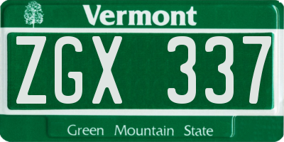 VT license plate ZGX337