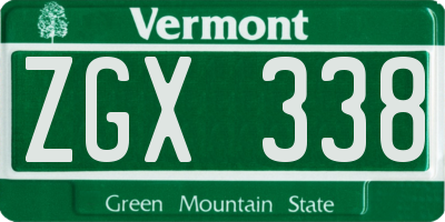 VT license plate ZGX338