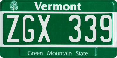 VT license plate ZGX339