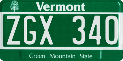 VT license plate ZGX340