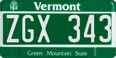 VT license plate ZGX343