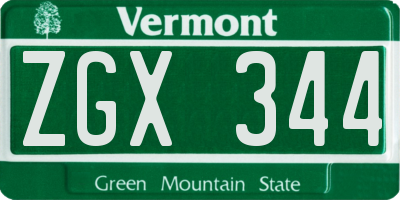 VT license plate ZGX344