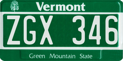 VT license plate ZGX346