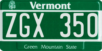 VT license plate ZGX350
