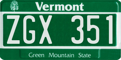 VT license plate ZGX351