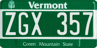 VT license plate ZGX357