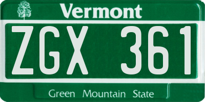 VT license plate ZGX361