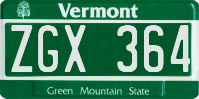 VT license plate ZGX364