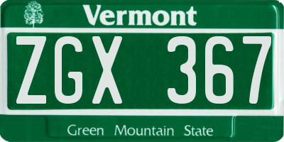 VT license plate ZGX367
