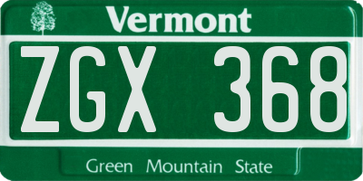 VT license plate ZGX368