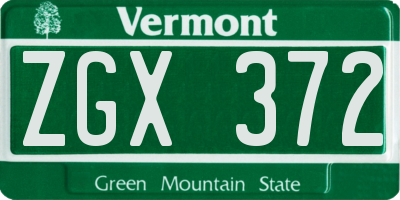 VT license plate ZGX372