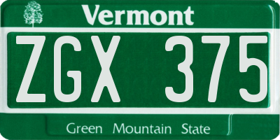 VT license plate ZGX375