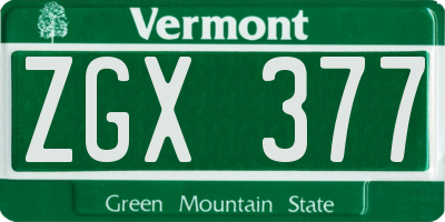 VT license plate ZGX377