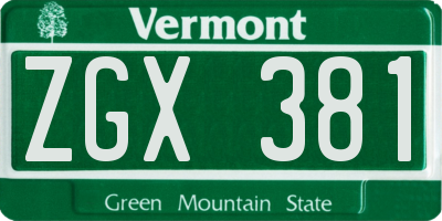 VT license plate ZGX381