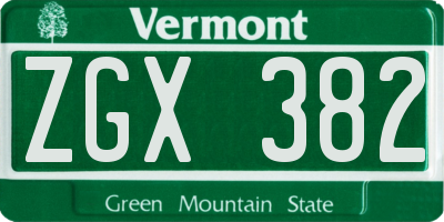 VT license plate ZGX382