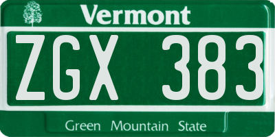 VT license plate ZGX383